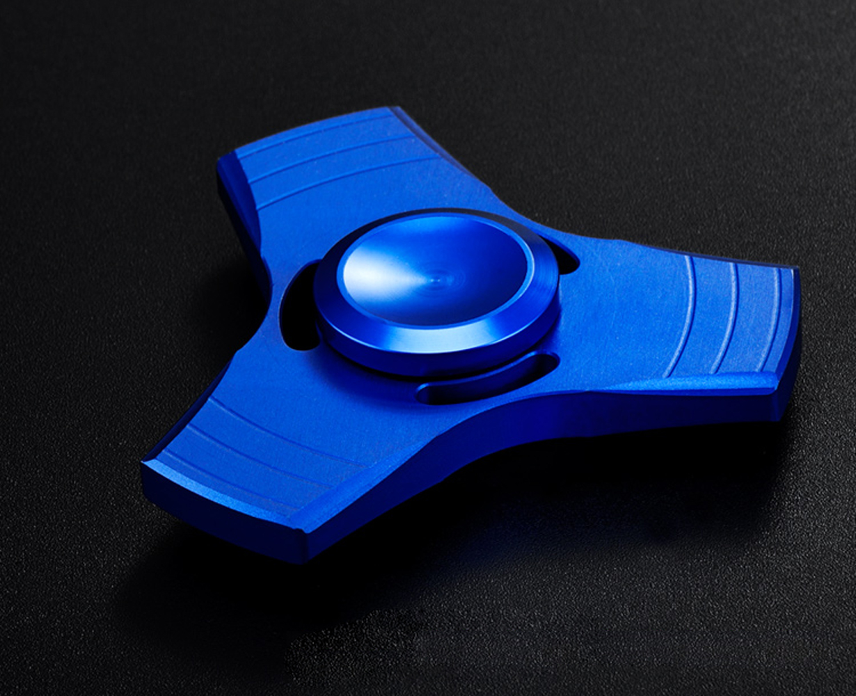 Tri Aluminum Fidget Spinner Stress Reducer TOY for Autism Adult, Child (Blue)